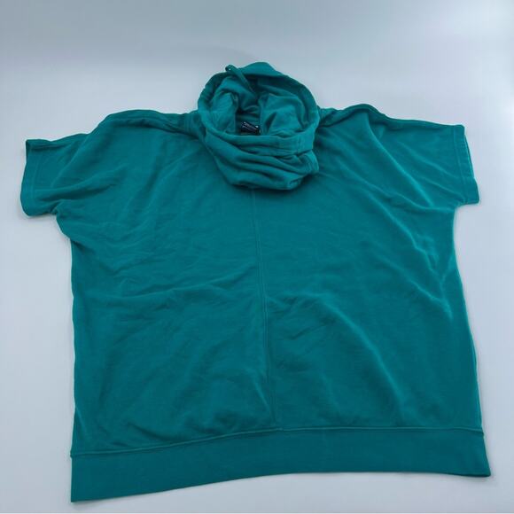 Nike Women’s Teal Short Sleeve Hooded Mock Neck Shirt Long Length Hoodie - Picture 7 of 8